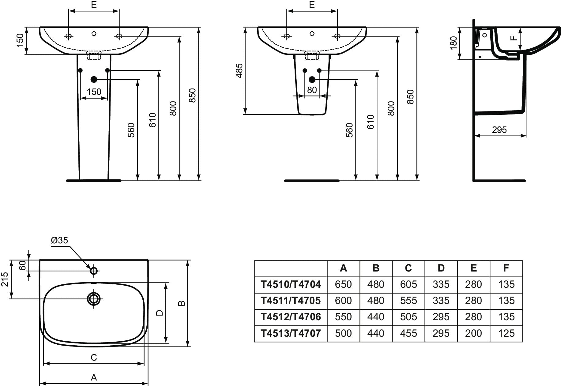 Ideal Standard - I.Life A, Columna para instalaciones con lavabos, blanco