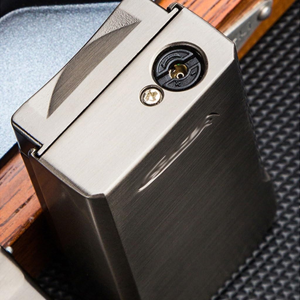 Windproof Butane Torch Cigar Lighter, Creative Switchable Scissors Flat Cutter/V-Shaped Cutter, Dual Straight Flame, Men's Cigar Accessories(C)