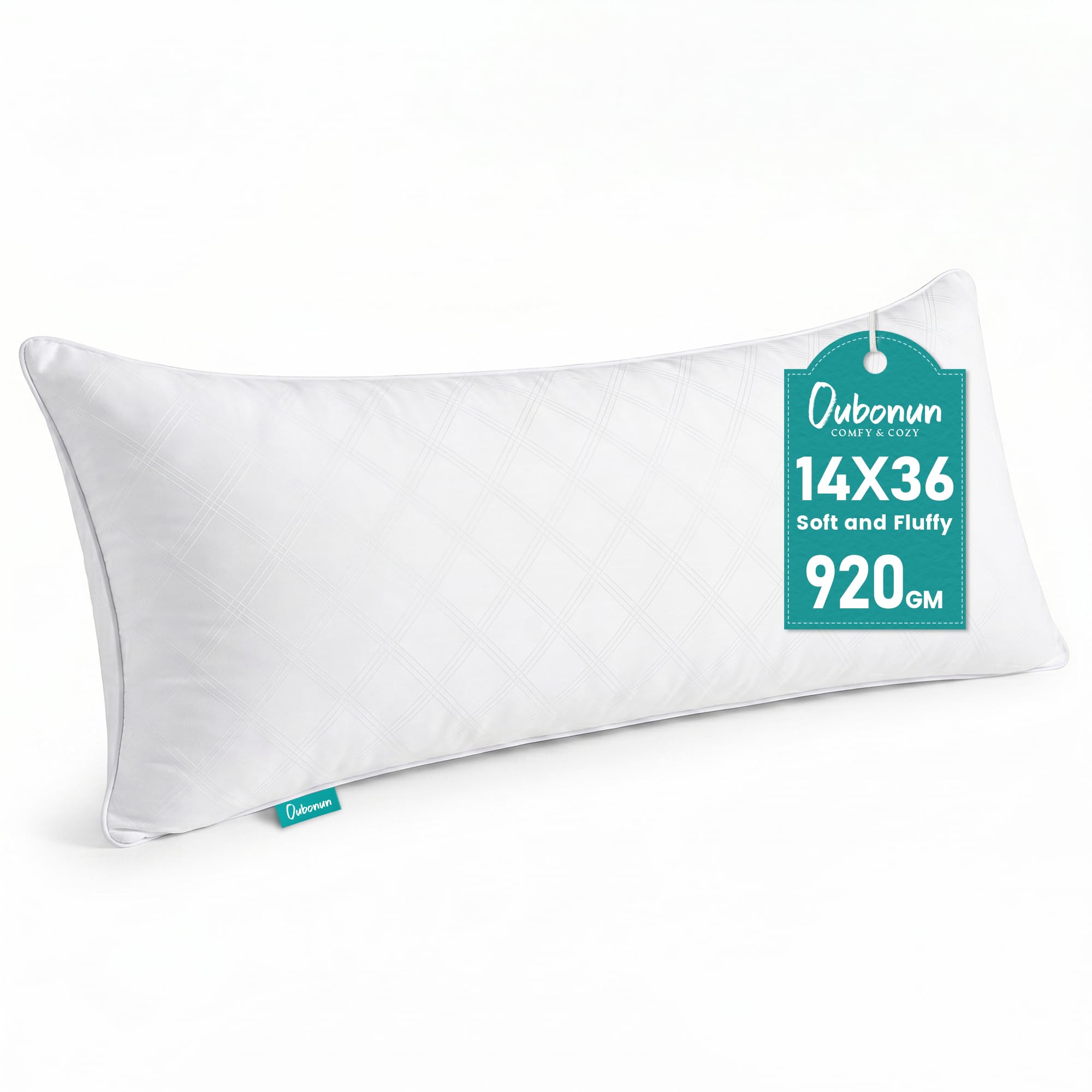Oubonun 14x36 Grid Pattern Lumbar Throw Pillow Insert