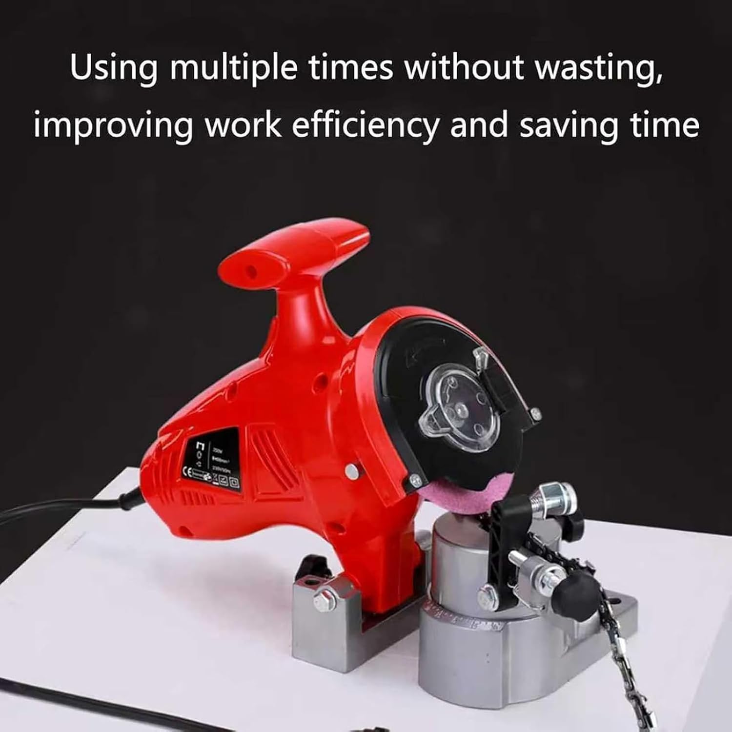 Afilador eléctrico de motosierra, herramienta de escritorio de 7500 RPM con posicionamiento de cadena ajustable para un rectificado rápido, fácil de usar