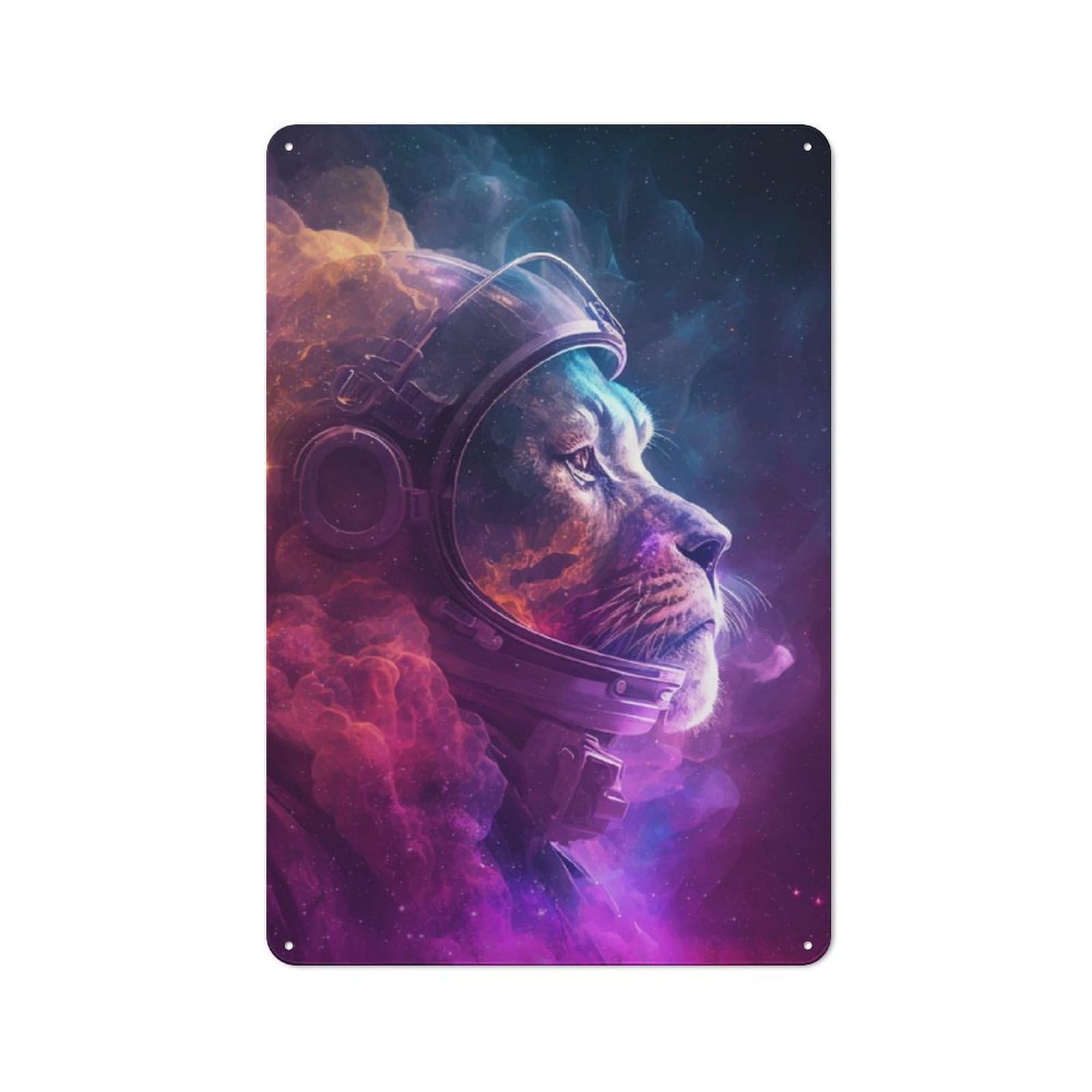 Junmoney Lion Space Fighter Vintage Metal Wall Sign 30X20cm For Café Or Restaurant, For Metal Sign Collectors, For Garage And Workshop Walls