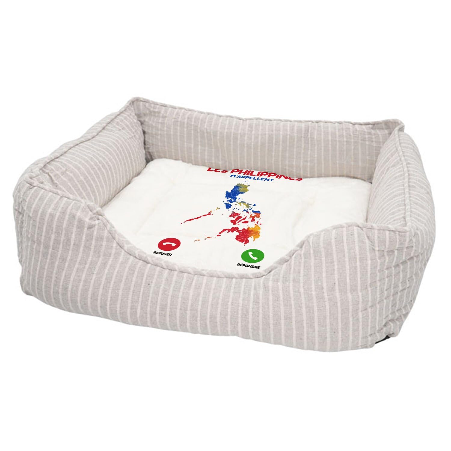 Lit confortable pour chien au salon panier moelleux lavable imprimé aux motifs geographie
