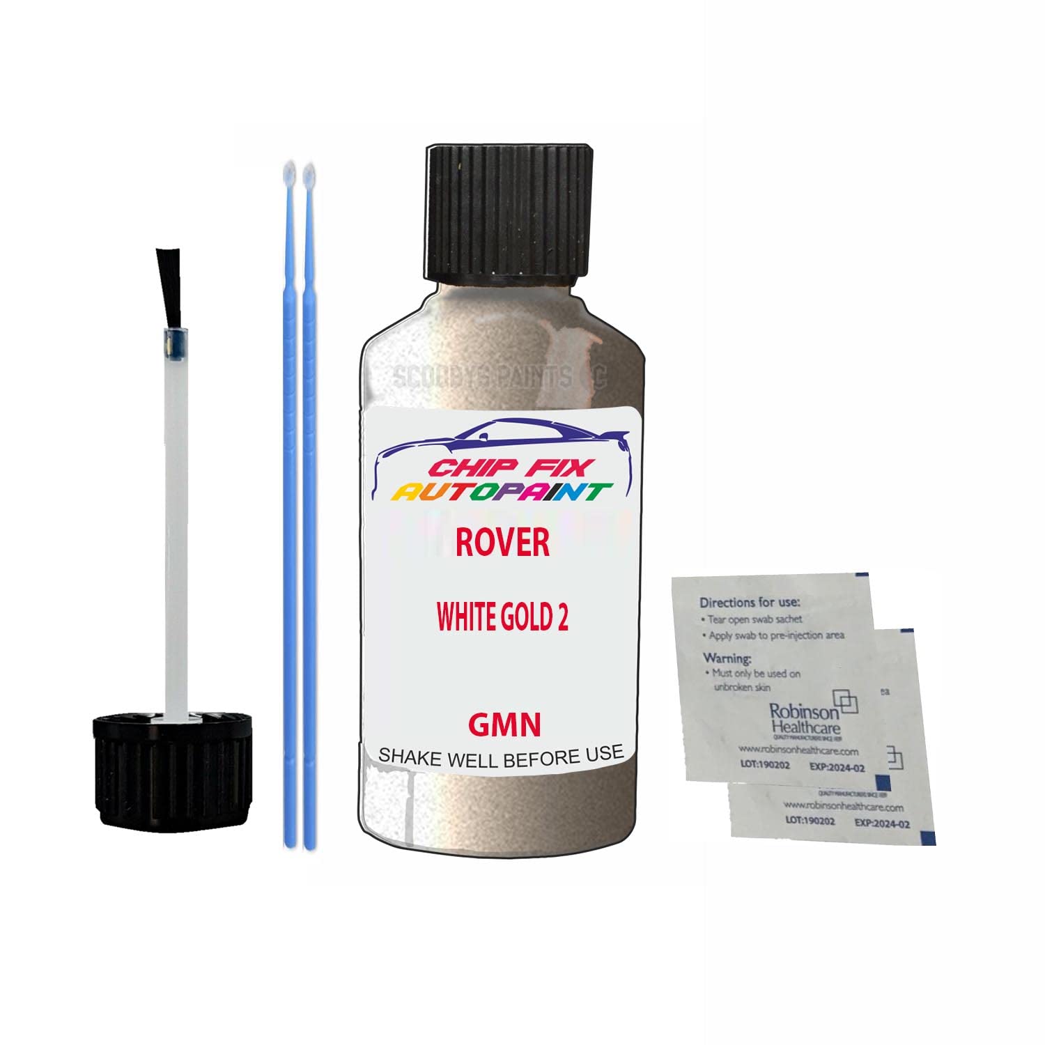 Scoobys Paints Back In The Mix White Gold 2 Touch Up Paint For Rover 75 Gmn 1994-2004 30Ml Bottle Brush Scratch Stone Chip Repair Pen