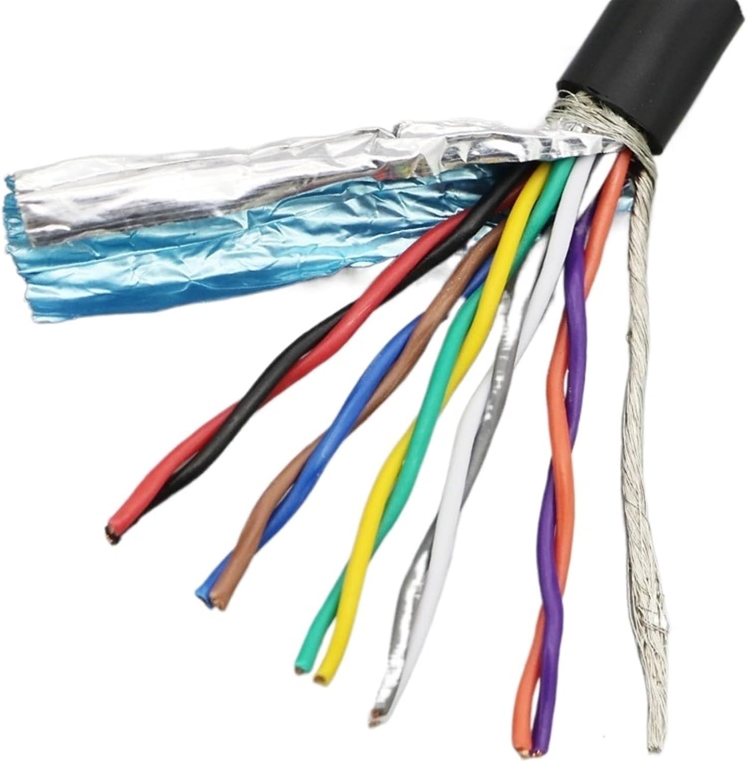 Trunking Solid Twisted Pair Shielded Wire 2 4 6 8 10 12 14 16-core Pure Copper Core 26 24 22 20 18 AWG PVC Sheathed Control Wire Signal Wire Connector Loom ( Size : 6 coress 2meter , Color : 18AWG 0.7