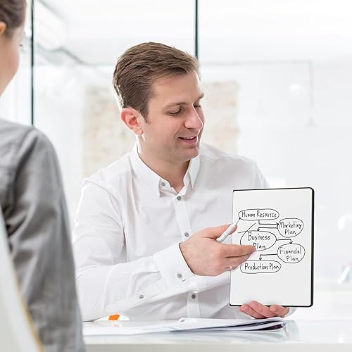 Miniatura 5 de Pizarra blanca pequeña portátil, pizarra reutilizable de borrado en seco con soporte, pizarra blanca de escritorio para oficina, reuniones,