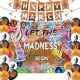 IRCOR March of Madness Decorations March of Madness Party Decorations with Banner Balloons Backdrop & Hanging Swirls