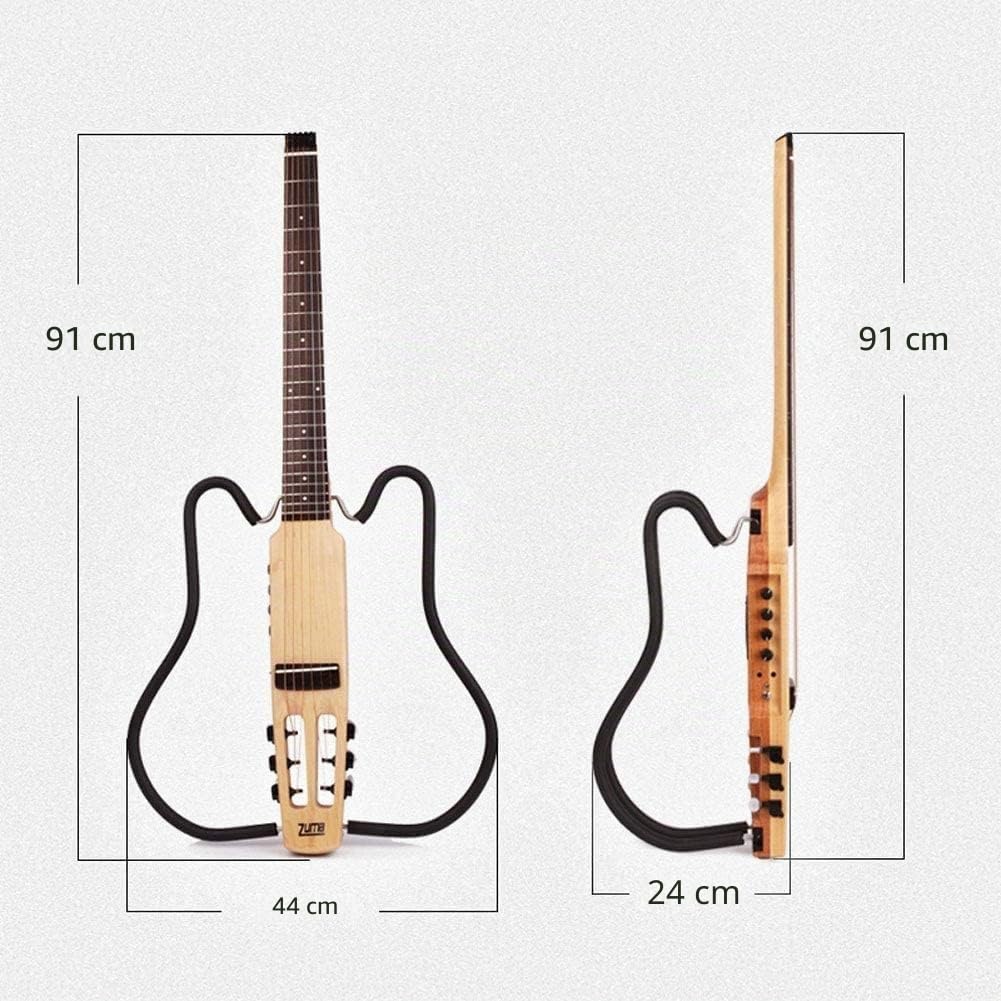 Traveler Guitar Stumm Reisegitarre Mit Deluxe Akustikgitarre Tasche (6-Saiten Set) für Anfänger Mit Gitarrensaite, Gitarrengurt, Gitarrentasche, Capo für Gitarre Left