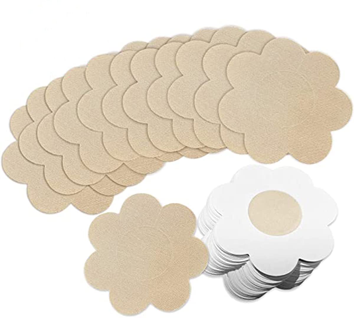 40 Pcs Nipple Breast Covers, Breast Bra Plum Shaped Disposable Satin Pasties Self-Adhesive Petals Pad Pasties, Adhesive Bra 20 Pairs