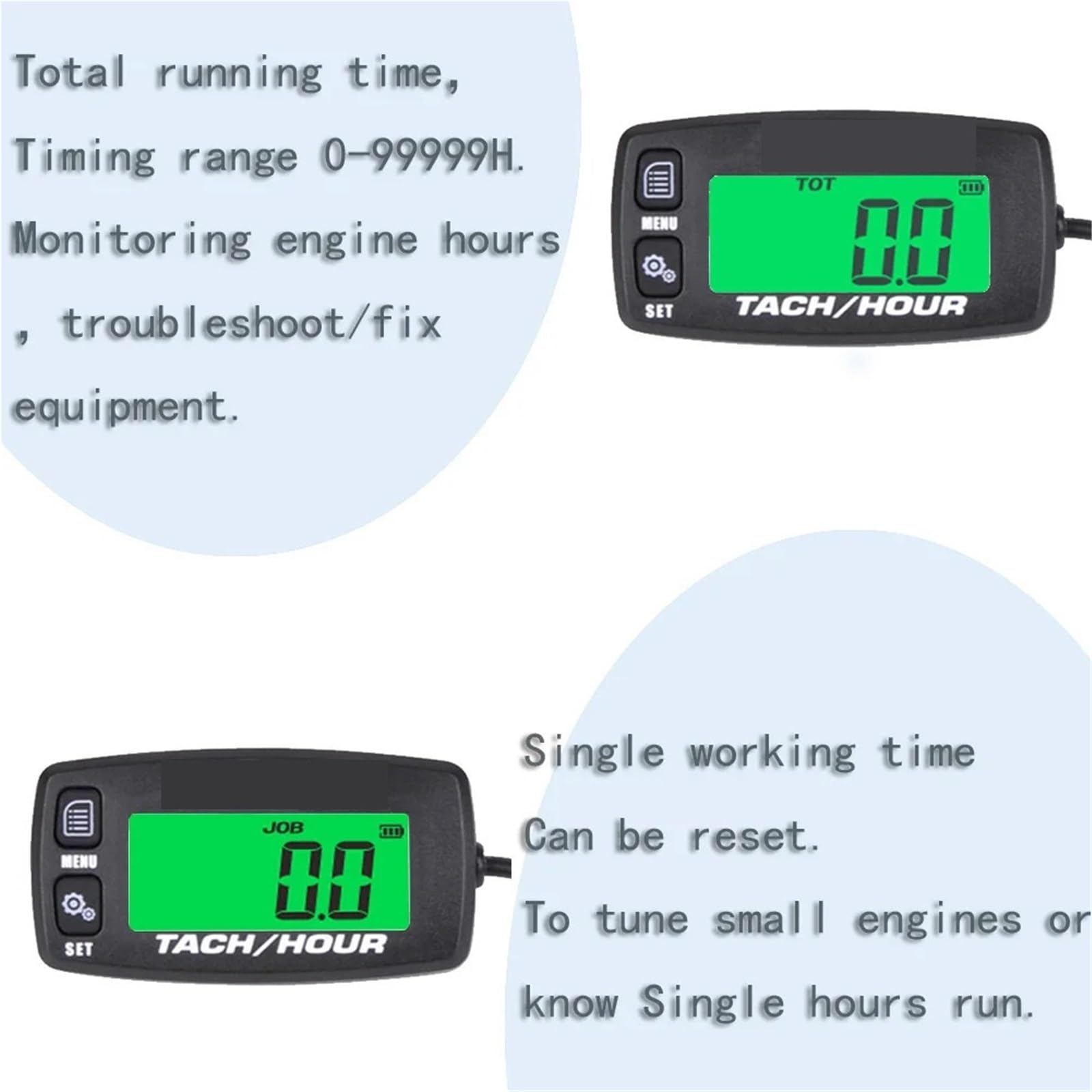 Tacómetro Digital, Medición De RPM, Tacómetro Motor Pequeño, Contador Horario Digital, Monitoreo Horas para Motocicleta, Motosierra, Avión Ultraligero,Pantalla LCD