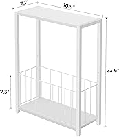 Vista 3 de Narrow Side Table with Magazine Holder, Skinny End Table Perfect for Small Spaces, Space-Saving Design for Living Room, Bedroom, or Office, 7.1" D x