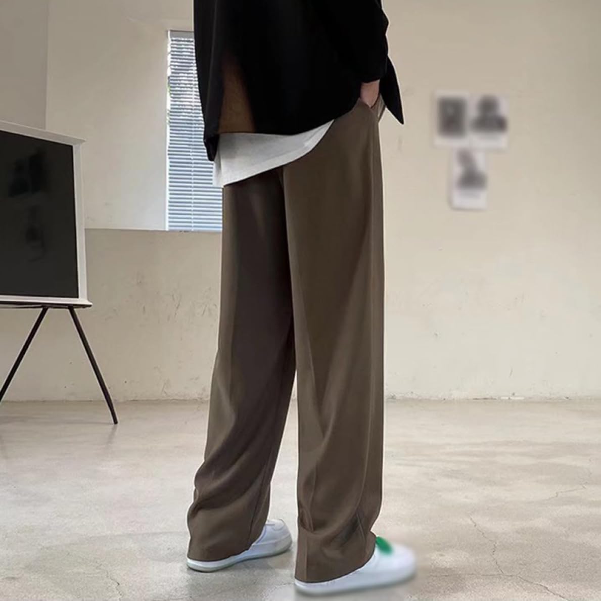 [lsjdln] メンズ ワイドパンツ ガウチョパンツ カジュアルパンツ ロング丈パンツ チノパン 涼しいパンツ パンツ ボトムス