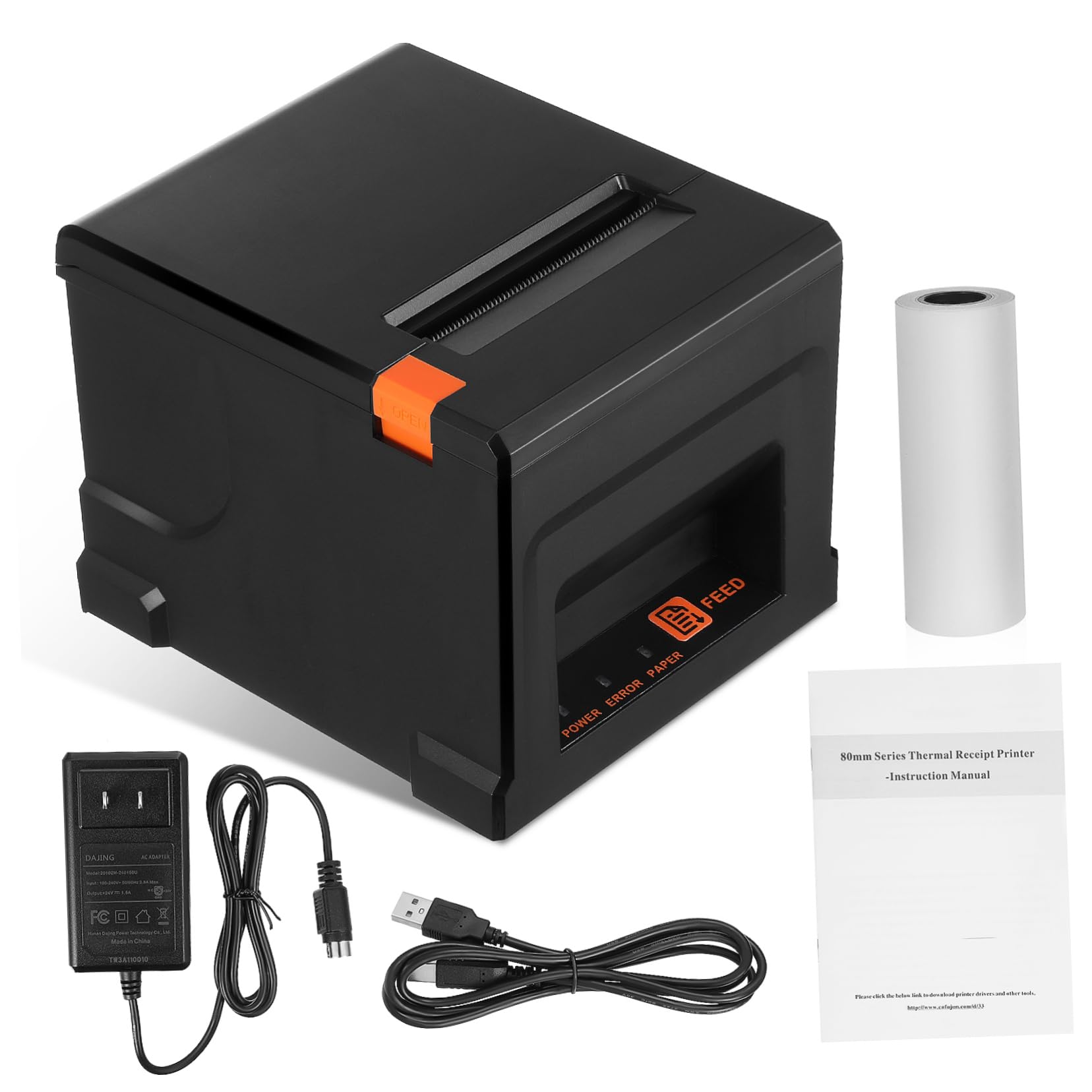 Ciieeo Thermal Printer for Small Speed 80mm Receipt Printer Easy Operation Us Plug Wide Application