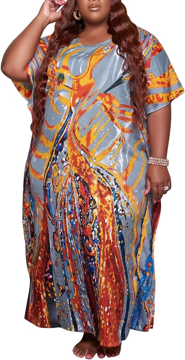 WUSENST Women's Casual Adjustable Spaghetti Strap Maxi Dress Plus Size Sundresses with Pockets