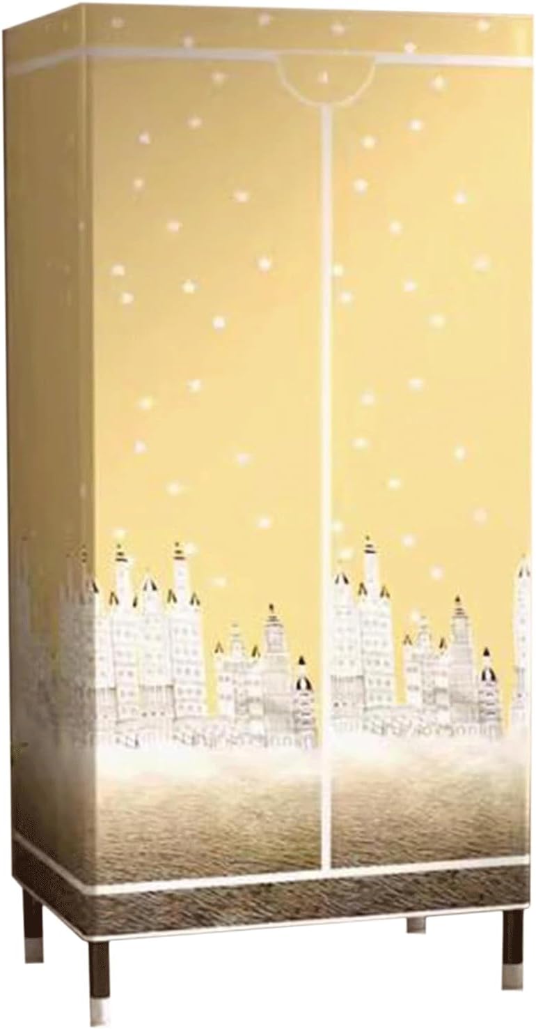 Portable Closet Portable Wardrobe Closet Iron Mesh Steel Frame Clothes Closet for Bedroom Hanging Portable Wardrobe Easy to Assemble Closet Spacious