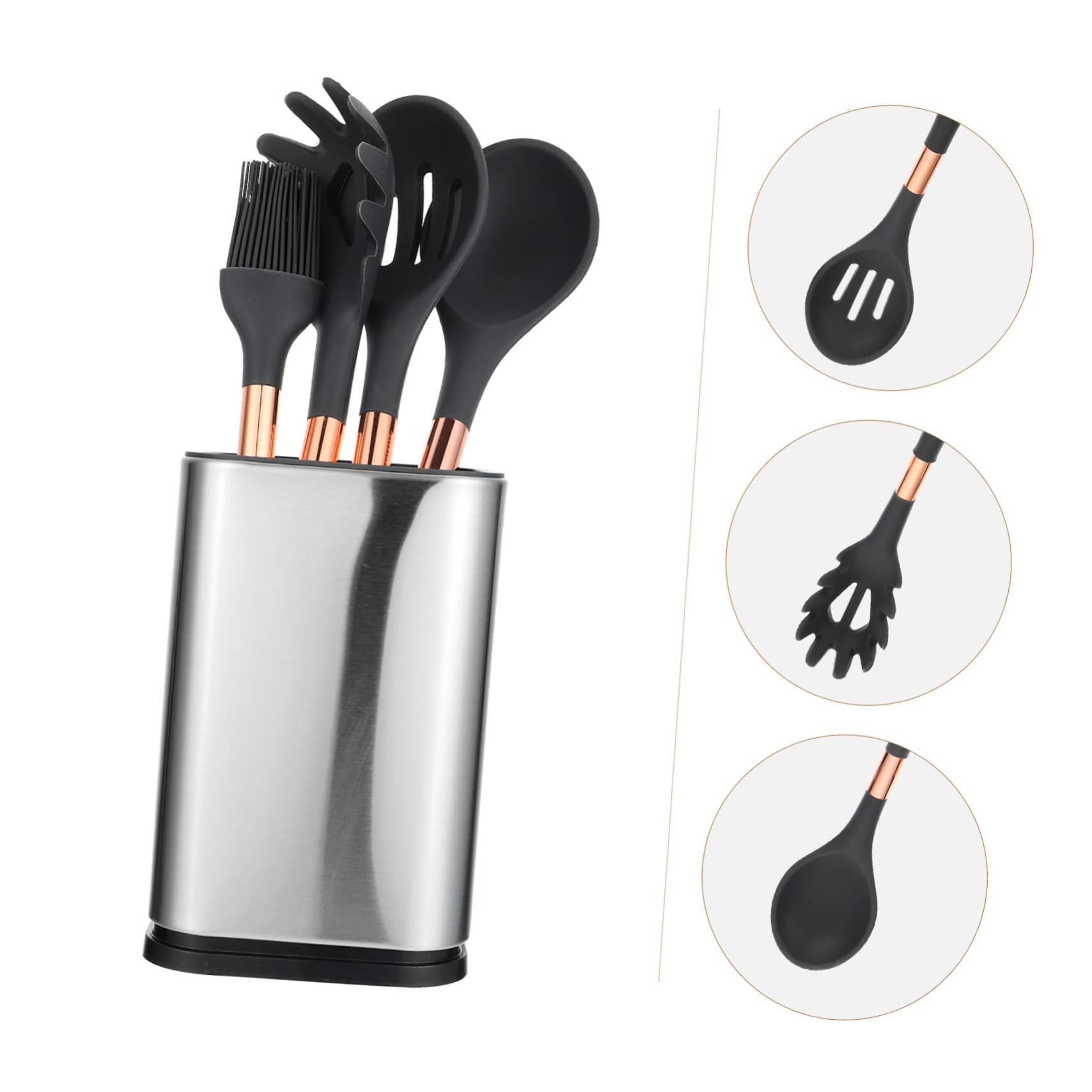 IMIKEYA Ensemble D'ustensiles Cuisine en Silicone 5 Pièces, Cuillères et Spatules Pratiques Antiadhésives Cuisine et Restaurant, Matériau Silicone Solide