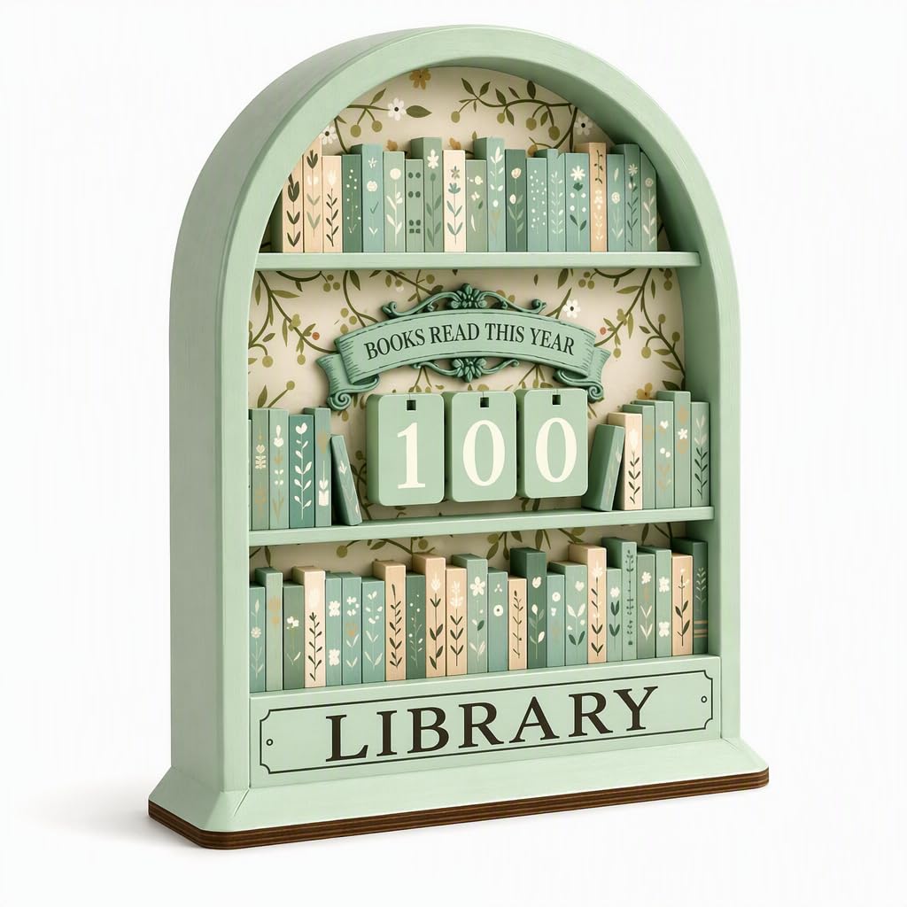 1 Book Counter,Book Accessories Wooden Books Read This Year Sign