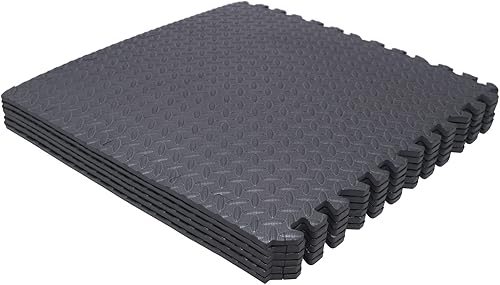 Vista 91 de HTTMT - Alfombra blanca 4 x (16 pies cuadrados) para gimnasio, 24 x 24 pulgadas, espuma EVA, ejercicio entrelazado, rompecabezas de fitness, tapete