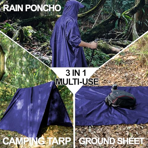 Image of salamra Hooded Rain Poncho Waterproof Raincoat Jacket for Men /Women /Adults with Pocket