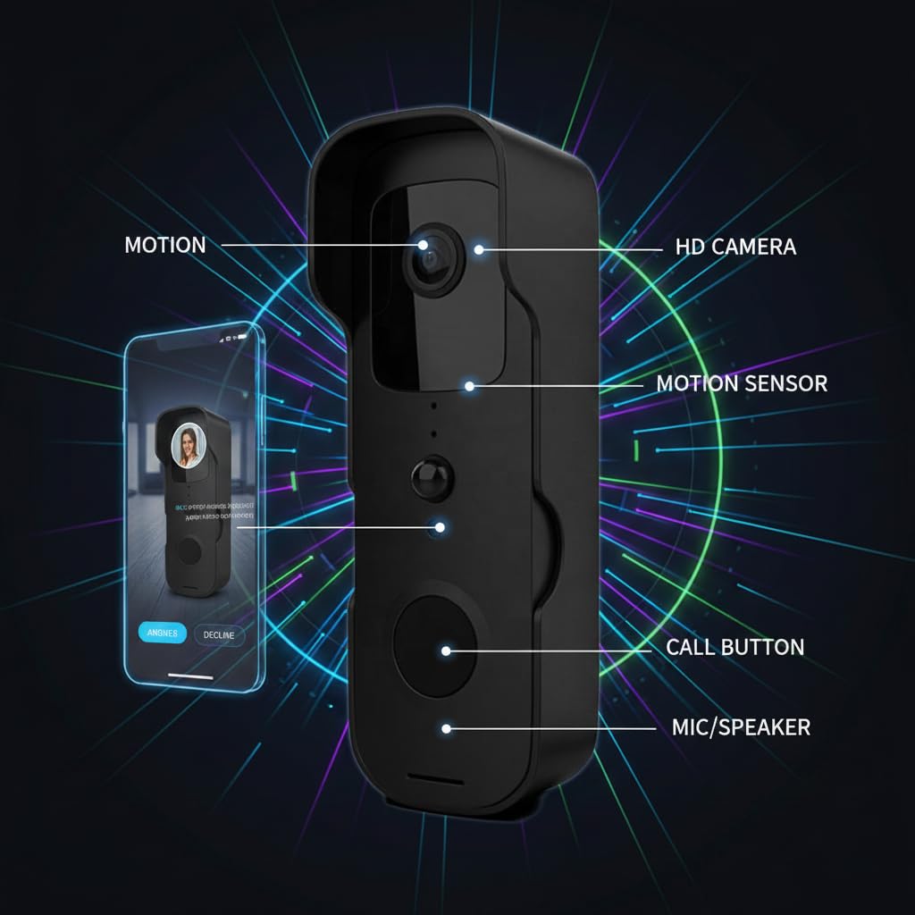 Generico Videocitofono WIFI Tuya IP66 Videochiamata App, Sensore Movimento,Visione Notturna