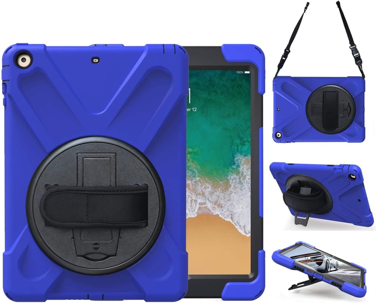 Chеареѕt 🛒 iPad 6th Generation Cases for Kids  Rugged Protective iPad Covers for 9.7 Inch with Shoulder Strap, Hand Grip & 360° Rotating Stand 