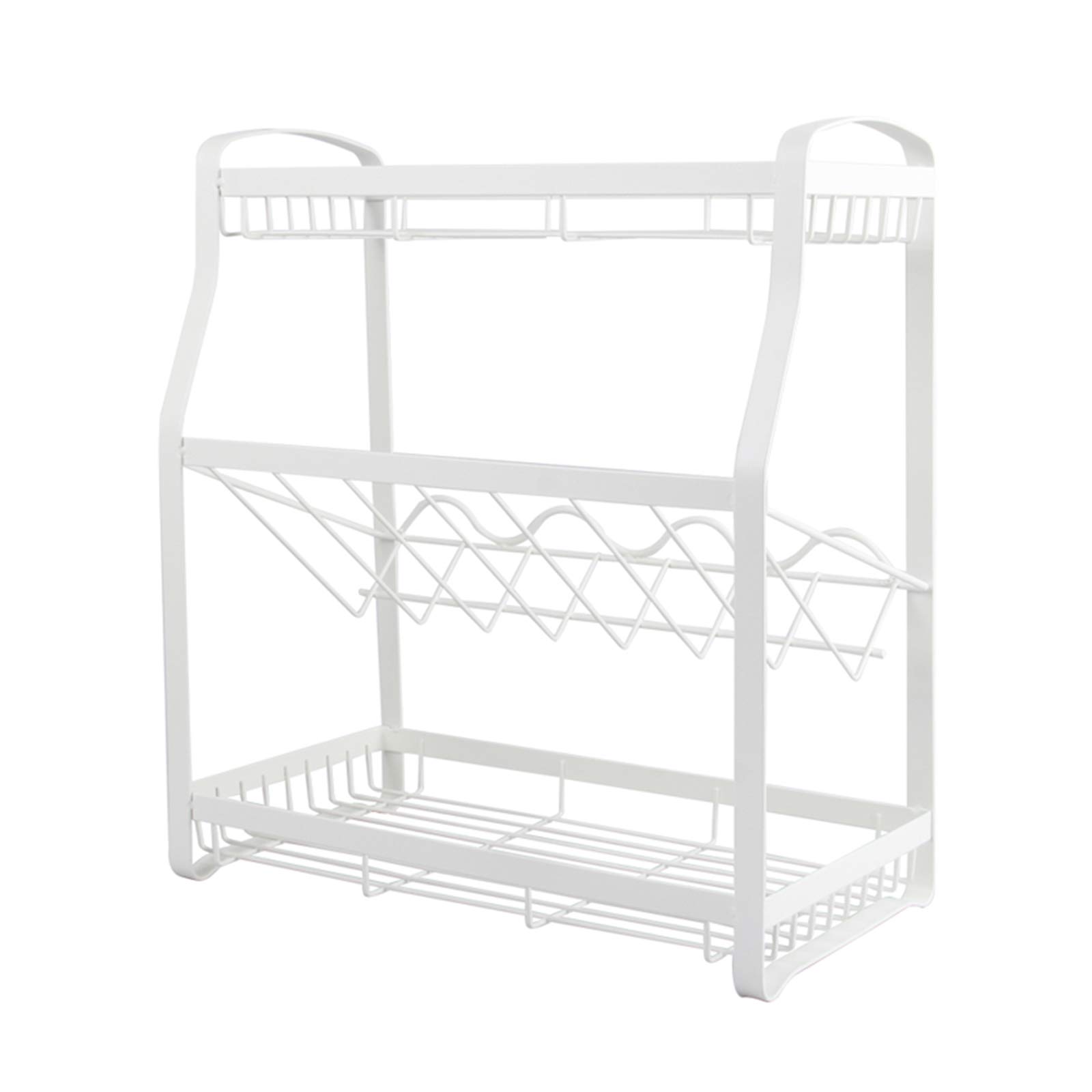 Gewürzregal Organizer, 2 Oder 3 -Tier Metall Spice Organizer Stehen Zahnstangen-Regal-Speicher-Halter Für Küchenschrank Pantry Badezimmer Büro,3 Layers of White