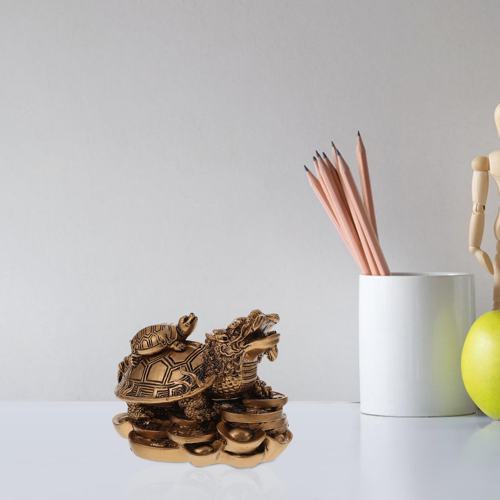 Generic Pulpit Feng Shui żywica żółw smok figurka zwierzątko do domowego biura dekoracyjna ozdoba bogactwo dobrobyt 2,2 cala