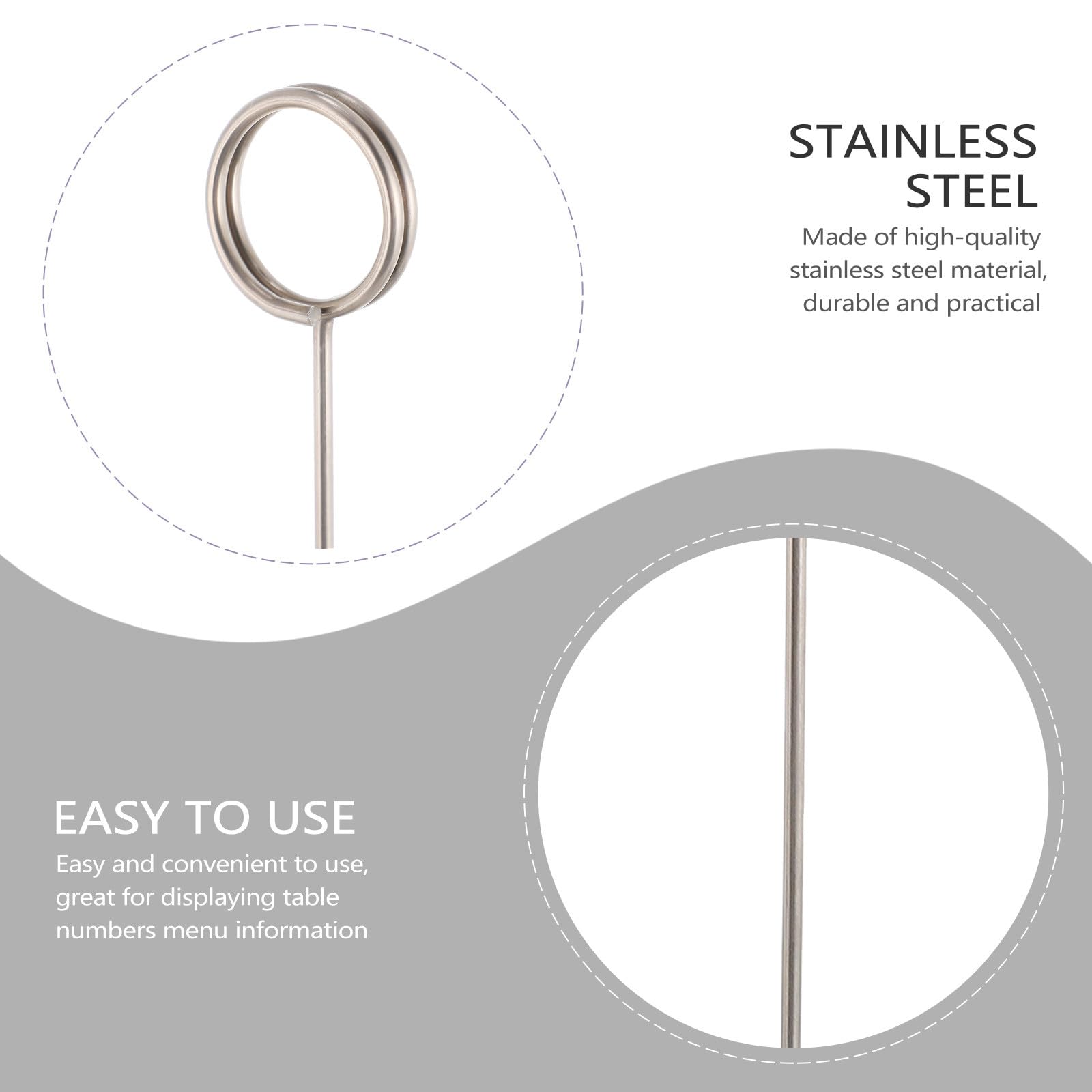 Gadpiparty Présentoir à Cartes de Commande Lot de 5 Pièces en Acier Inoxydable Argenté, Base Ronde Stable Porte-Cartes de Table Robuste et Simple pour Hôtel et Mariage