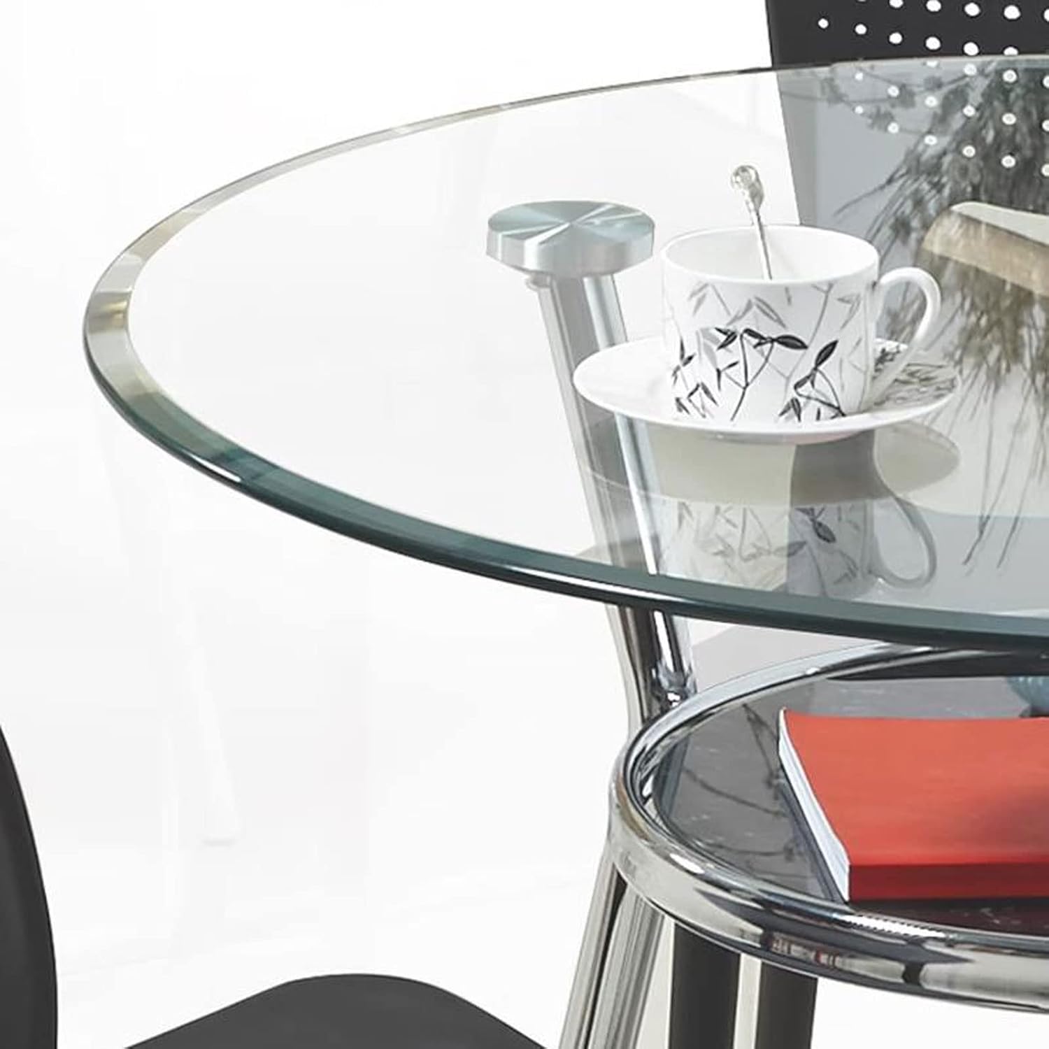 オケージョンテーブル 丸型ガラスダイニングテーブル、2〜3人用の小さなモダンなダイニングテーブル、リビングルームバルコニーキッチンコ