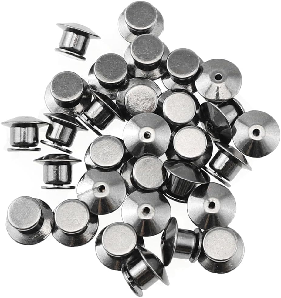 30PCS Name Tag Fasteners Clothing Brooch Clips Metal Flat Head Card Caps for Photo Display Badges DIY Jewellery Pin Fasteners Black