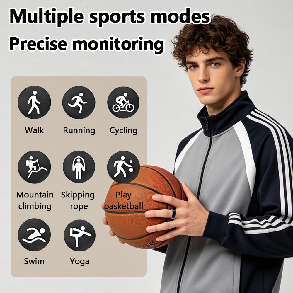 Anello Smart con Schermo LED Controllo Touch Compatibile con iOS/Android | Smart Ring IP68 Impermeabile, Salute Femminile, Più Modalità di Sport, Monitoraggio del Sonno, Nessun Abbonamento