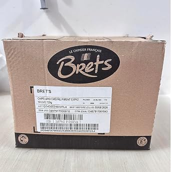 Brets Goats Cheese and Chilli Crisps Crinkle Cut - Chevre Piment d'Espelette Gluten Free Made with 100% French Potatoes Made in France No Perservatives No Added MSG