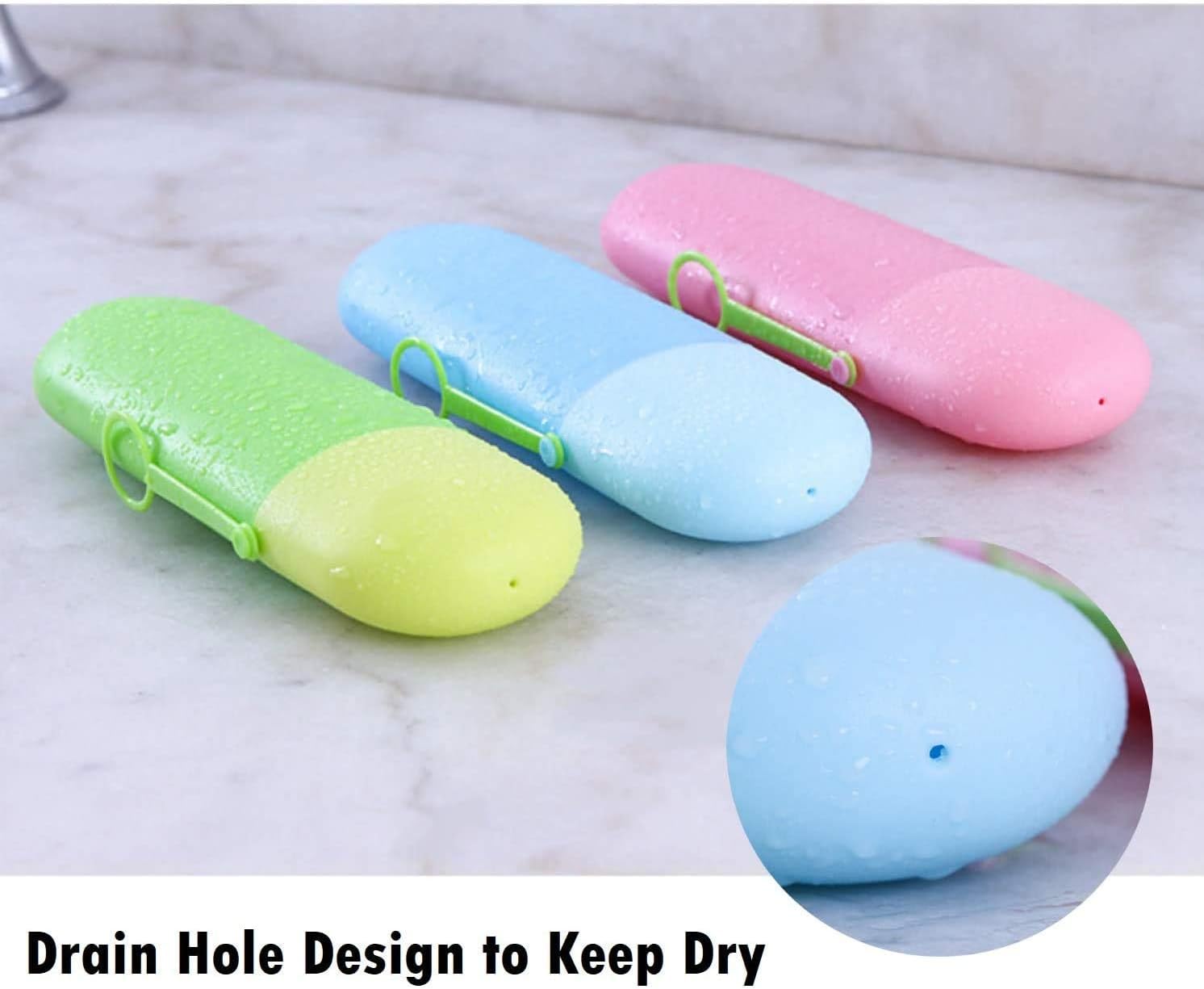 Zeltauto Toothbrush Toothpaste Holder Storage Box with Hanger ABS Plastic Candy Color 7.8 x 2.36 Inch (Blue)