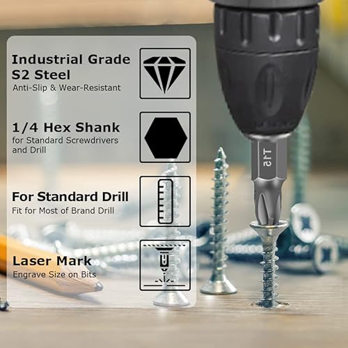 4 Inch Magnetic Screwdriver Bits Long Anti Slip Hex Head Allen Wrench Torx Star Square Slotted Phillips Drill Bits Screwdriver Bit Set For Cordless,Electric Drill,Hand Drill (20Pcs) #TOP2