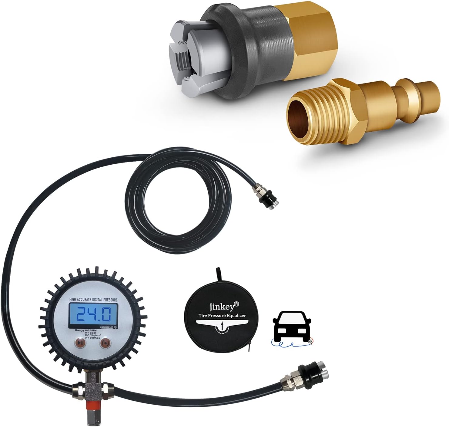 JINKEY Dual Tire Pressure Equalizer & Open Flow Air Chuck
