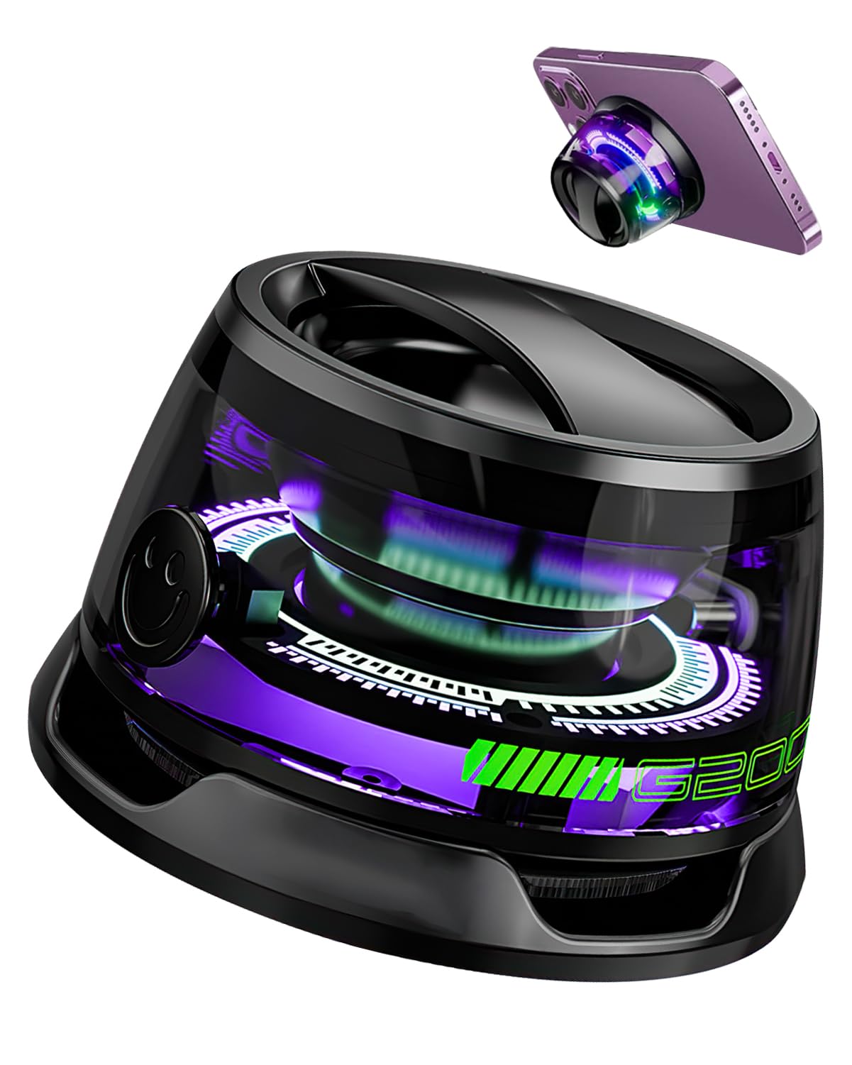 G200 Magnetic Bluetooth Speaker with RGB Light Portable Wireless Mini Speaker Bluetooth Phone Stand for Metal Surface Small