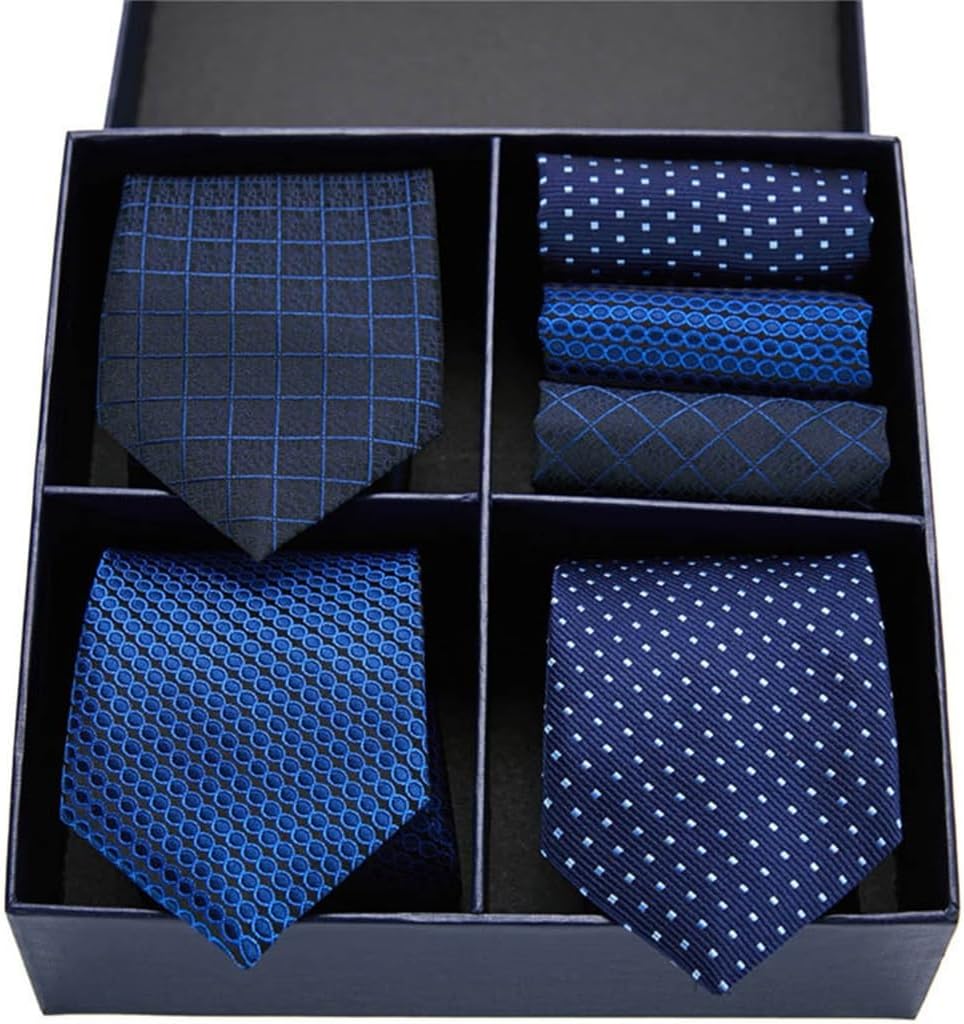 Black Plaid Tie Men's Accessories Wedding Cufflinks Pocket Square Set