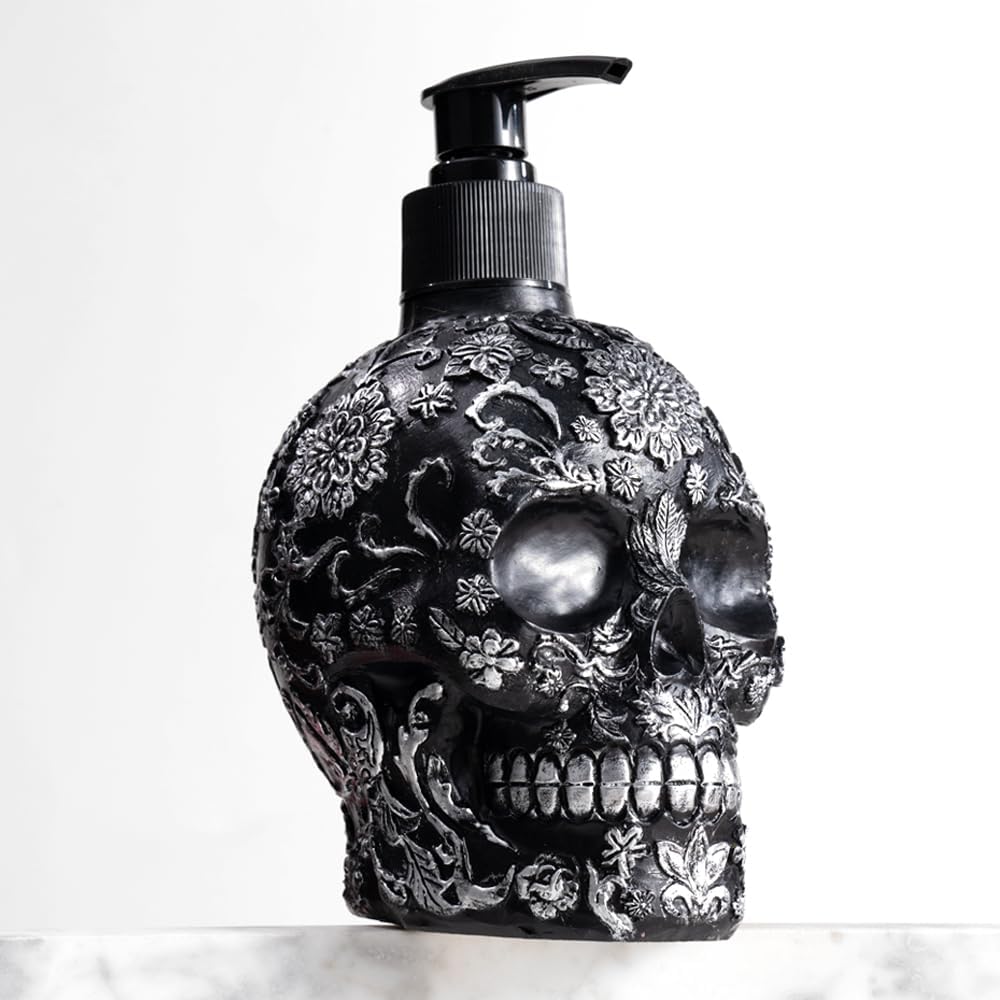 Skull Soap Dispenser with Rust Proof Pump, Refillable Liquid Hand Lotion Bottle for Bathroom, Bedroom and Kitchen（New Upgrade ）.