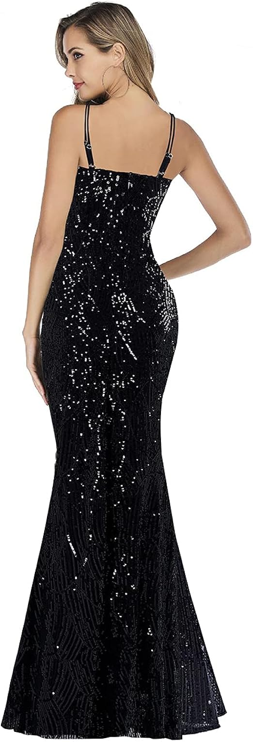black sequence gown