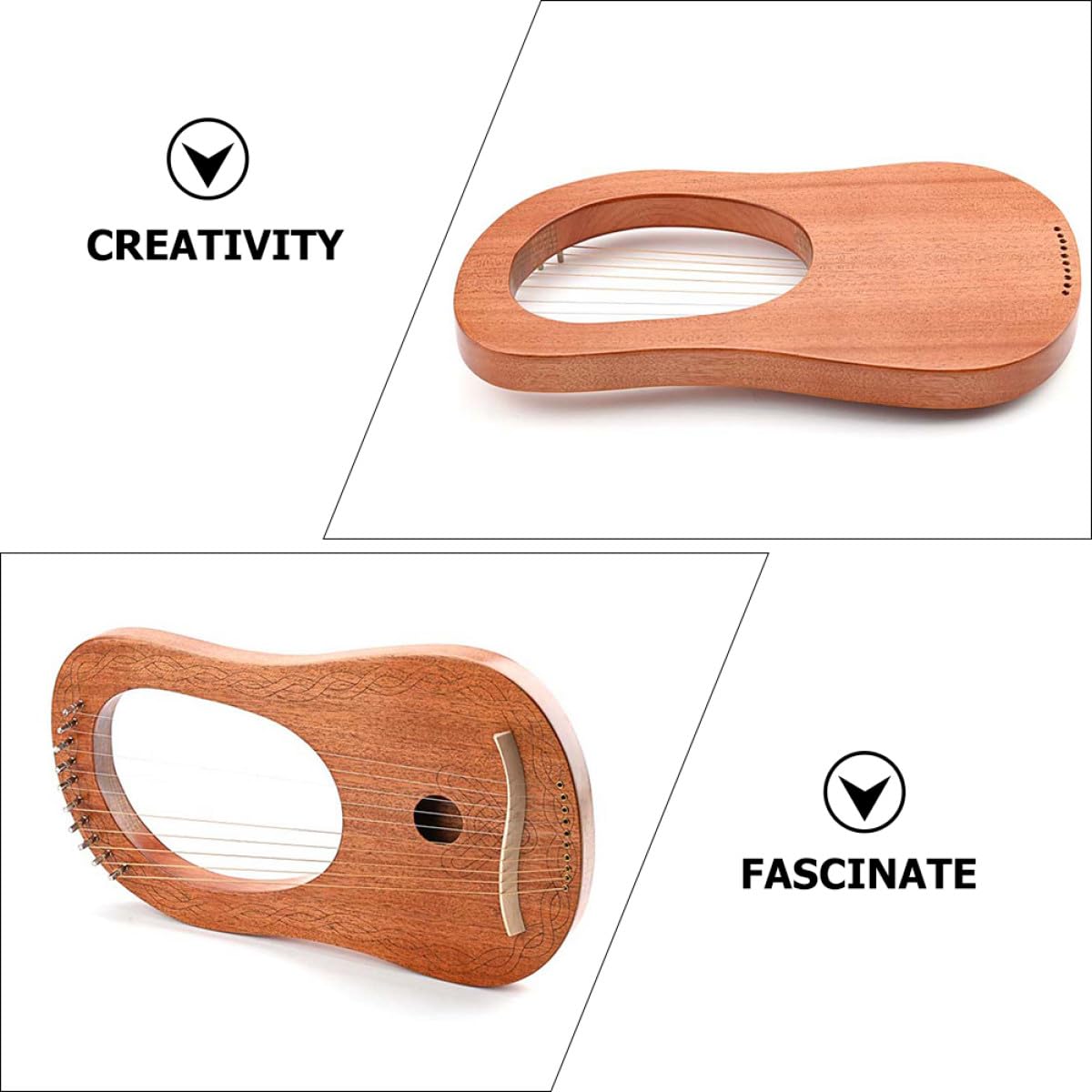 Kisangel Arpa Lira Corda Resistente Kit Di Strumenti Musicali in Legno Portatile Strumento Musicale Orchestrale Corde Per Principianti e Amanti