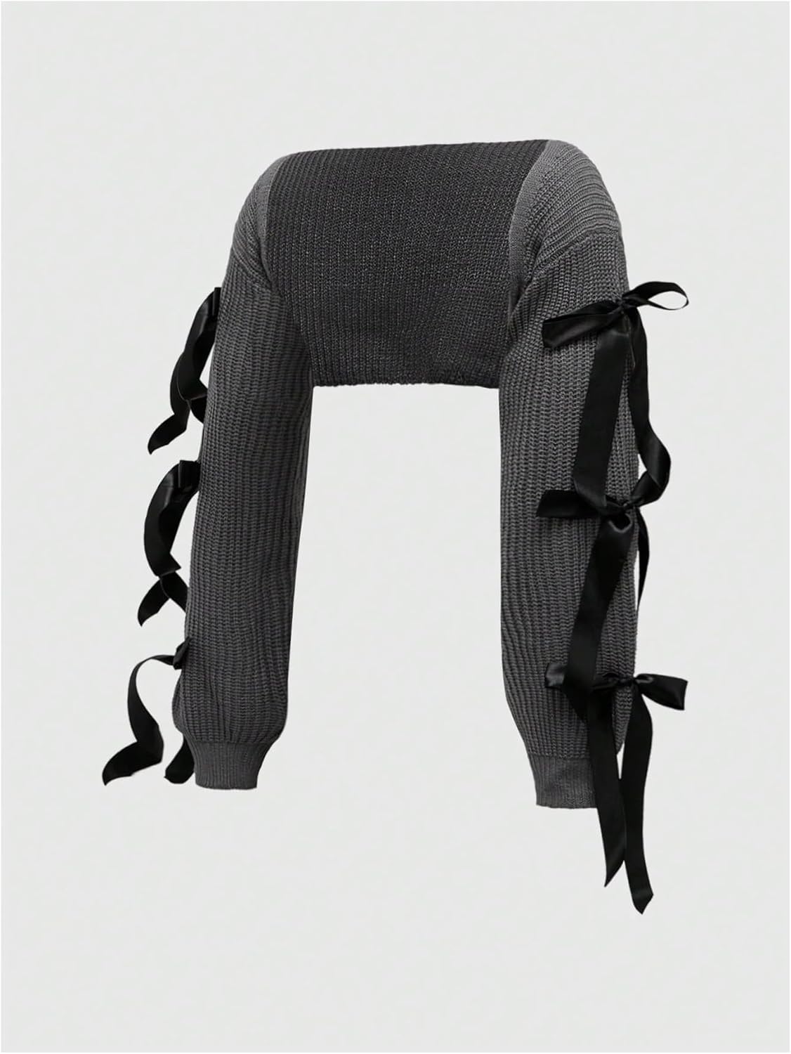 Verdusa Women's Bow Tie Bolero Shrug Crochet Cardigan Knit Cropped Ballet Shoulder Shrug Long Sleeve Sweater - Image 4