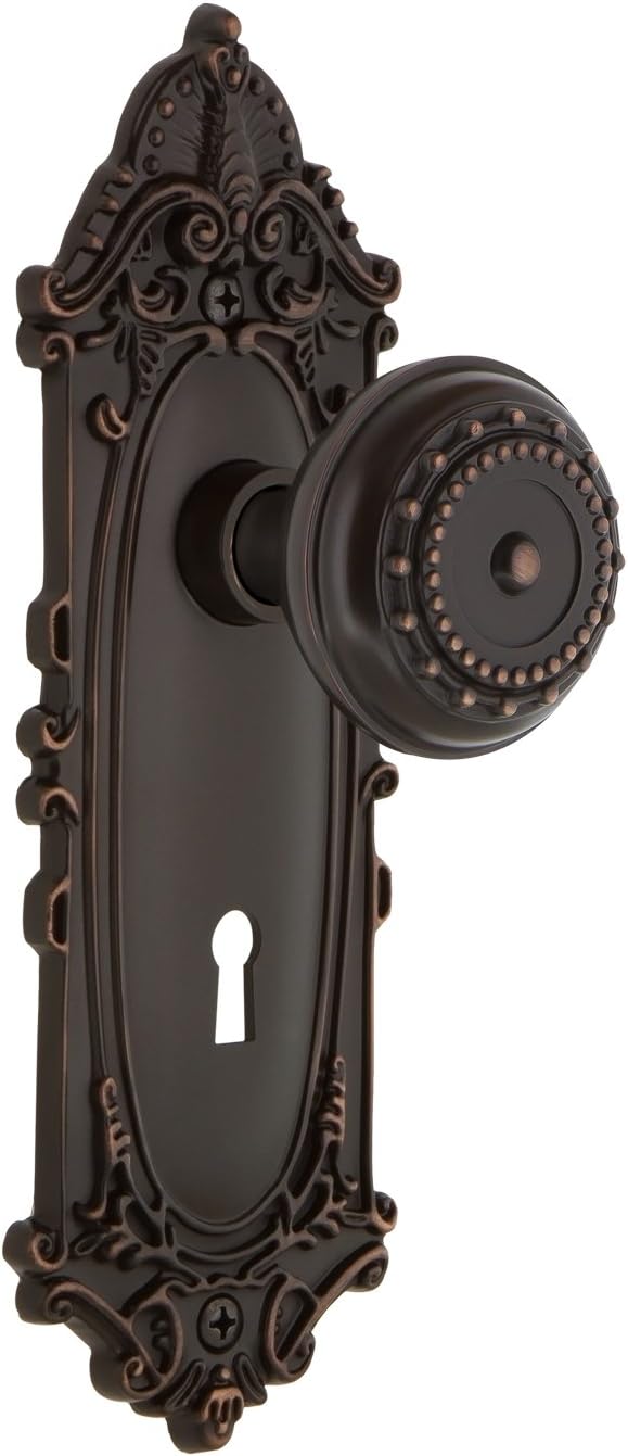 Nostalgic Warehouse Victorian Plate with Keyhole Meadows Knob, Privacy - 2.75", Polished Brass