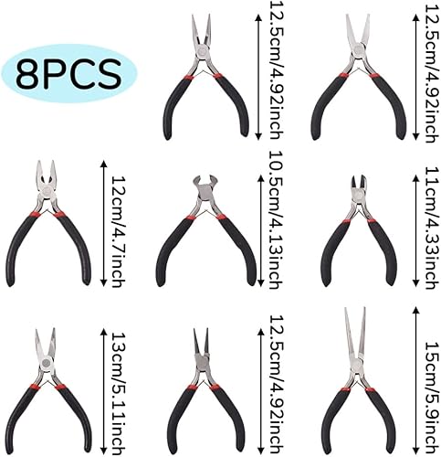 Miniatura 6 de Pandahall - Juego de herramientas ergonómicas para abalorios de 8 piezas, alicates de joyería, acero endurecido al carbono, juego de herramientas