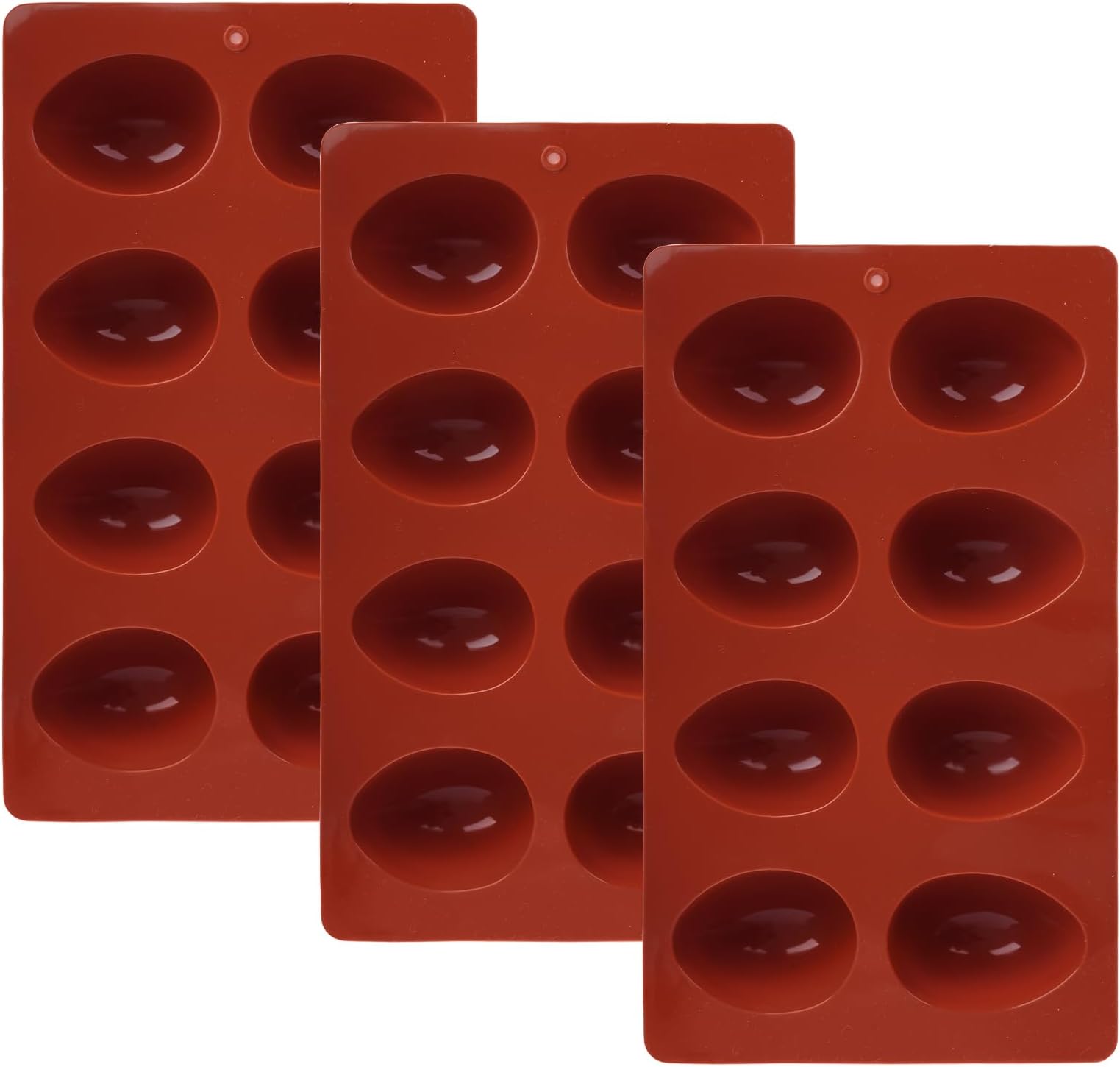 3Pcs 8-Cavity Easter Silicone Egg Molds, Baking Supplies for DIY Cake Decoration, Chocolate, Candy, Jello, Pastry, Muffin, Bread, Ice Cube