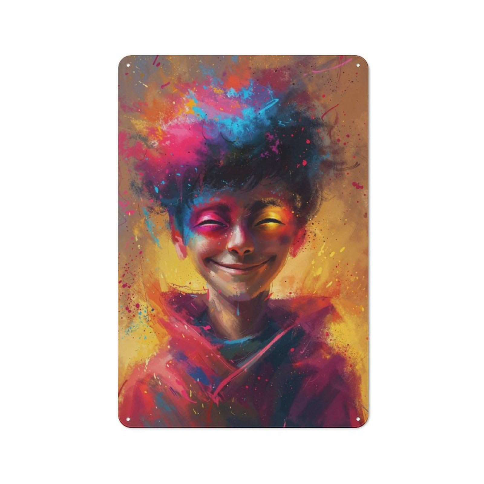 Junmoney Joyful Portrait Tin Wall Plaque 30X20cm With For Bar Or Restaurant, Autumn Wall Decor For Hospitality Decor Collectors