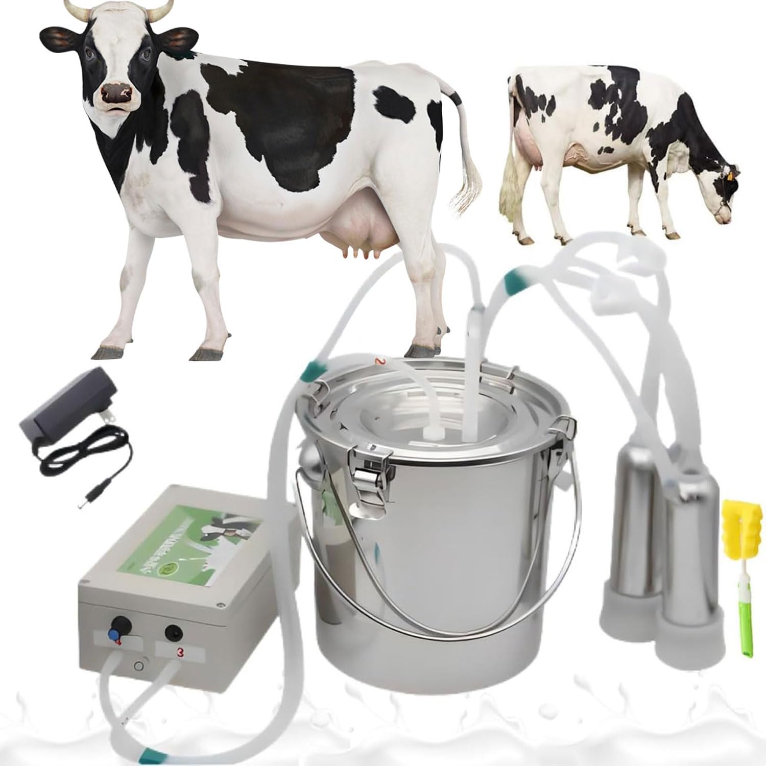 Machine à traire électrique pour bovins avec seau en acier 14L