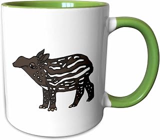 3dRose All Smiles Art Animals - Cute B&W 11oz Two-Tone Green Mug