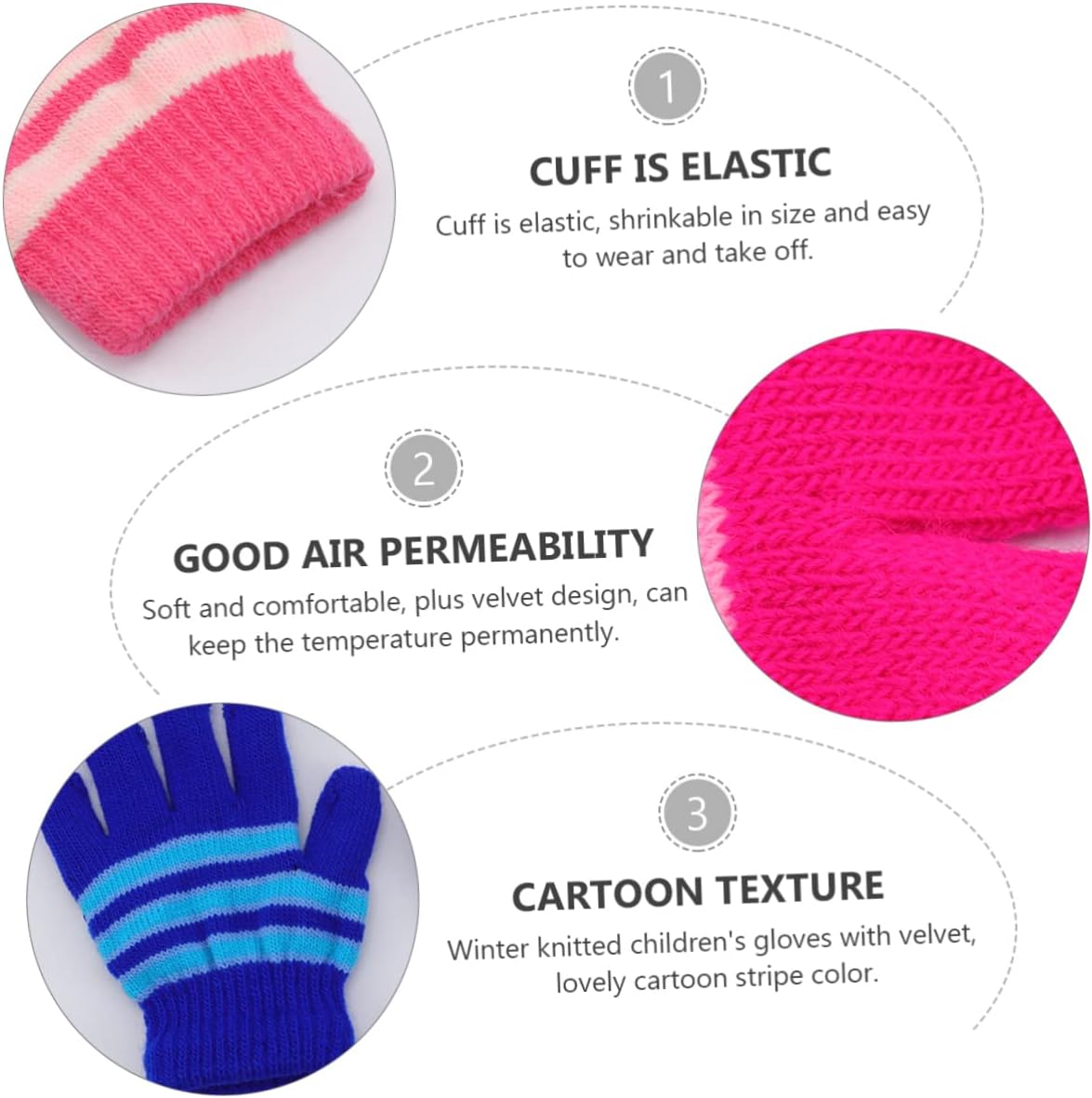 Ipetboom 6pairs Boys and Girls Knitted Gloves Warm Mitten Boys Girls Gear Gloves Finger and Winter Mittens