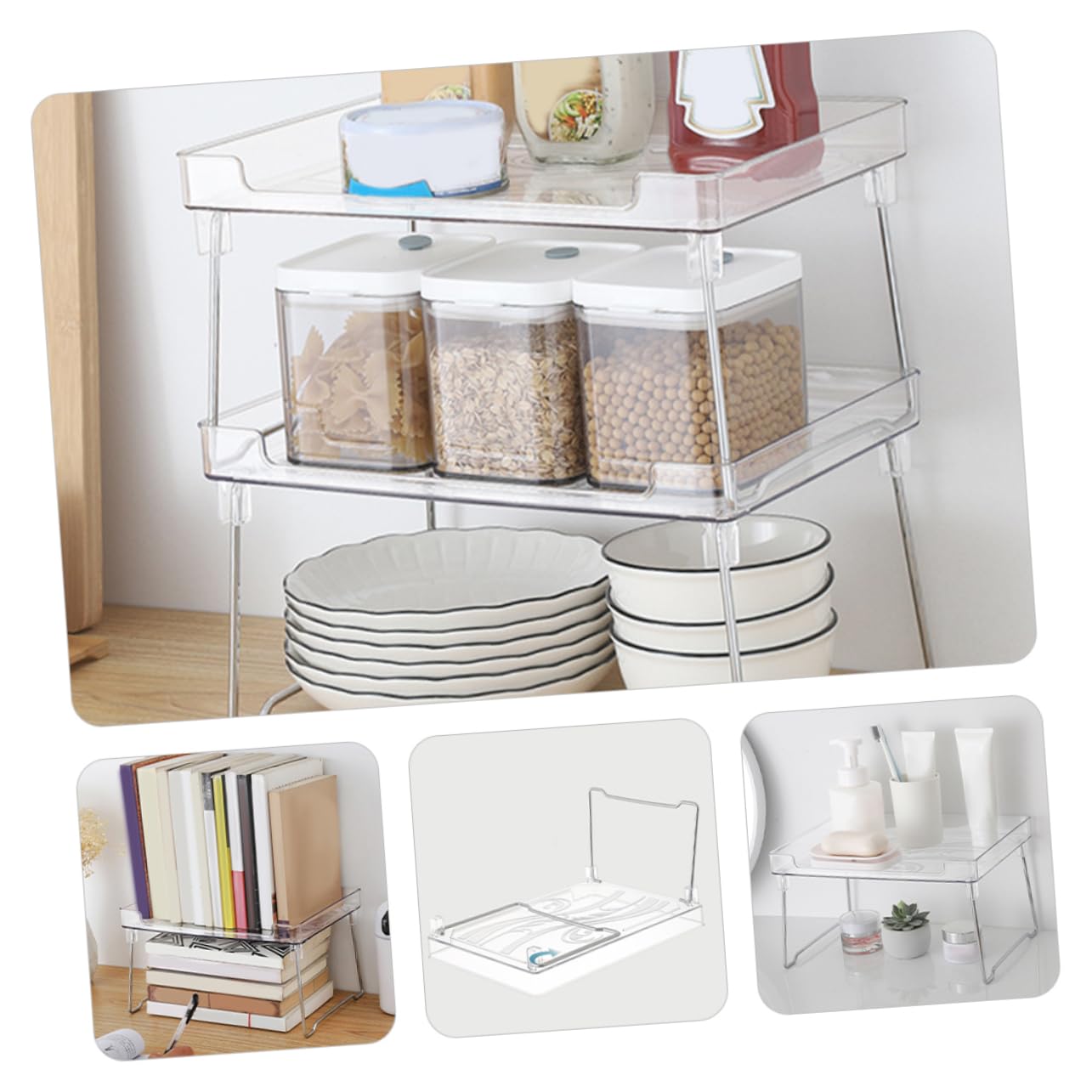 DOITOOL 2pièces Étagères à Épices Transparentes Organisateur De Rangement Pour Cuisine Salle De Bain Et Bureau Support De Comptoir Empilable Et