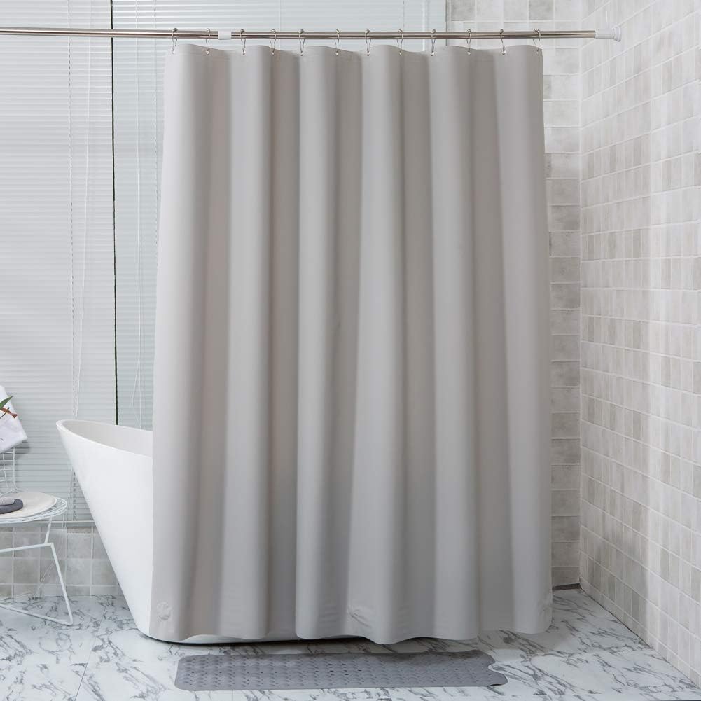 AmazerBath Plastic Shower Curtain, 72 x 72 Inches Grey EVA 8G Thick Bathroom Shower Curtains with Heavy Duty Clear Stones and Grommet Holes : Home & Kitchen