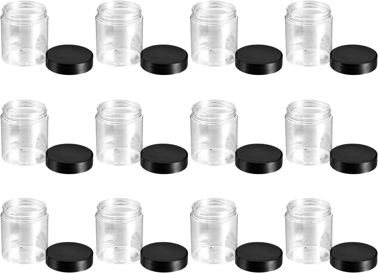 12pcs 140ml Plastic Facial Cream Jars Wide Mouth Makeup Containers for Cosmetic Storage and Face Mask Lotion Refillable Travel Beauty Accessories